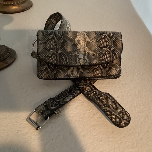 Bershka Women Snake Design Belt Bag, Color Gray Multi Color - Picture 1 of 2